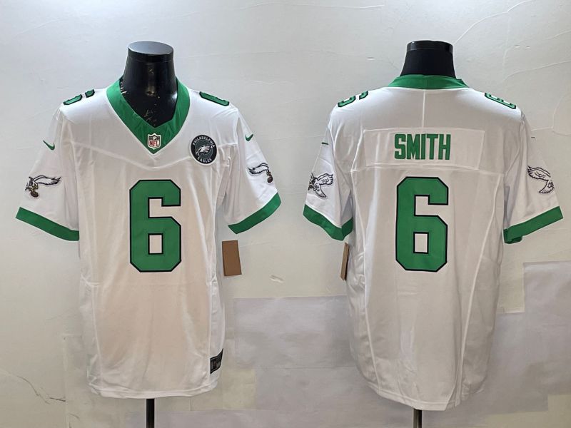 Men Philadelphia Eagles #6 Smith White Retro three generations 2025 Nike Vapor Limited NFL Jersey style 3->philadelphia eagles->NFL Jersey